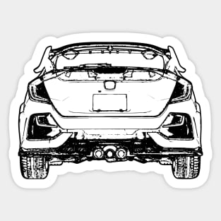 Civic Type R Back View Line Art Sticker